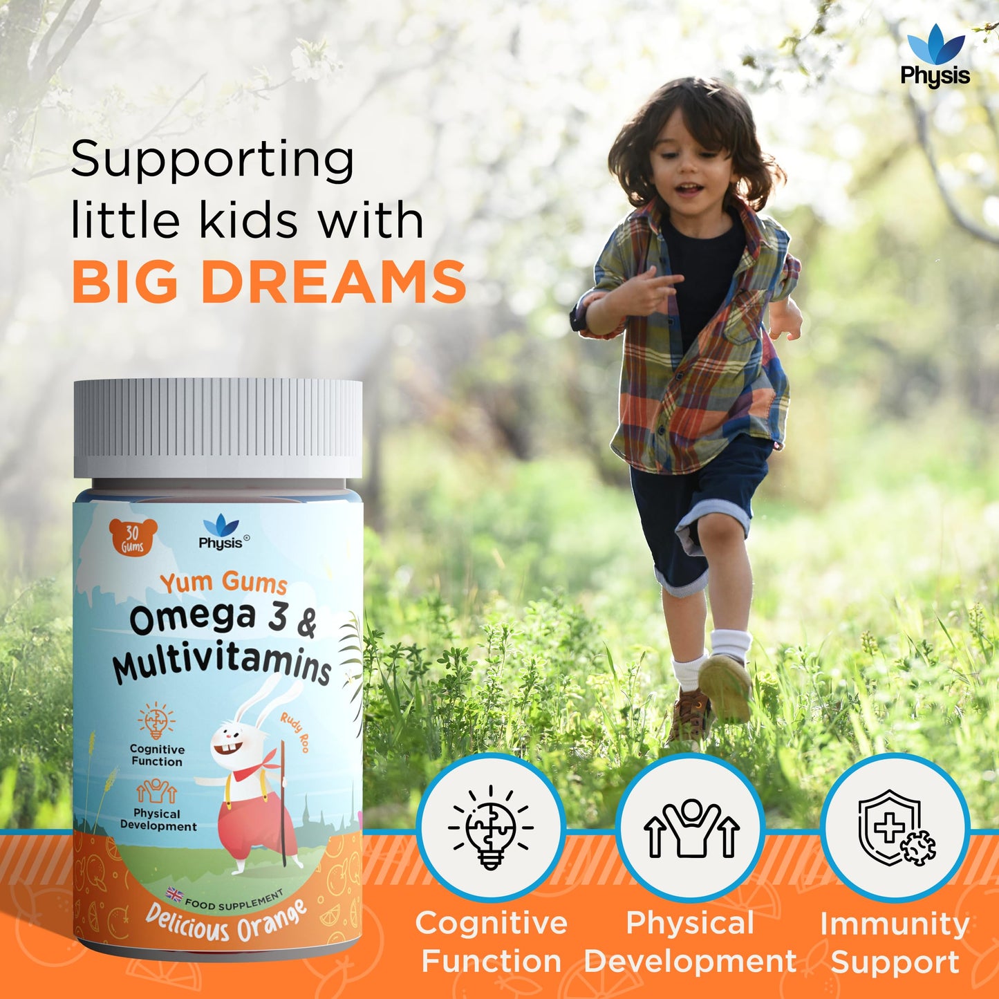 Physis Kids Multivitamin RUDY ROO Gummies - 30 Orange Flavour Softies