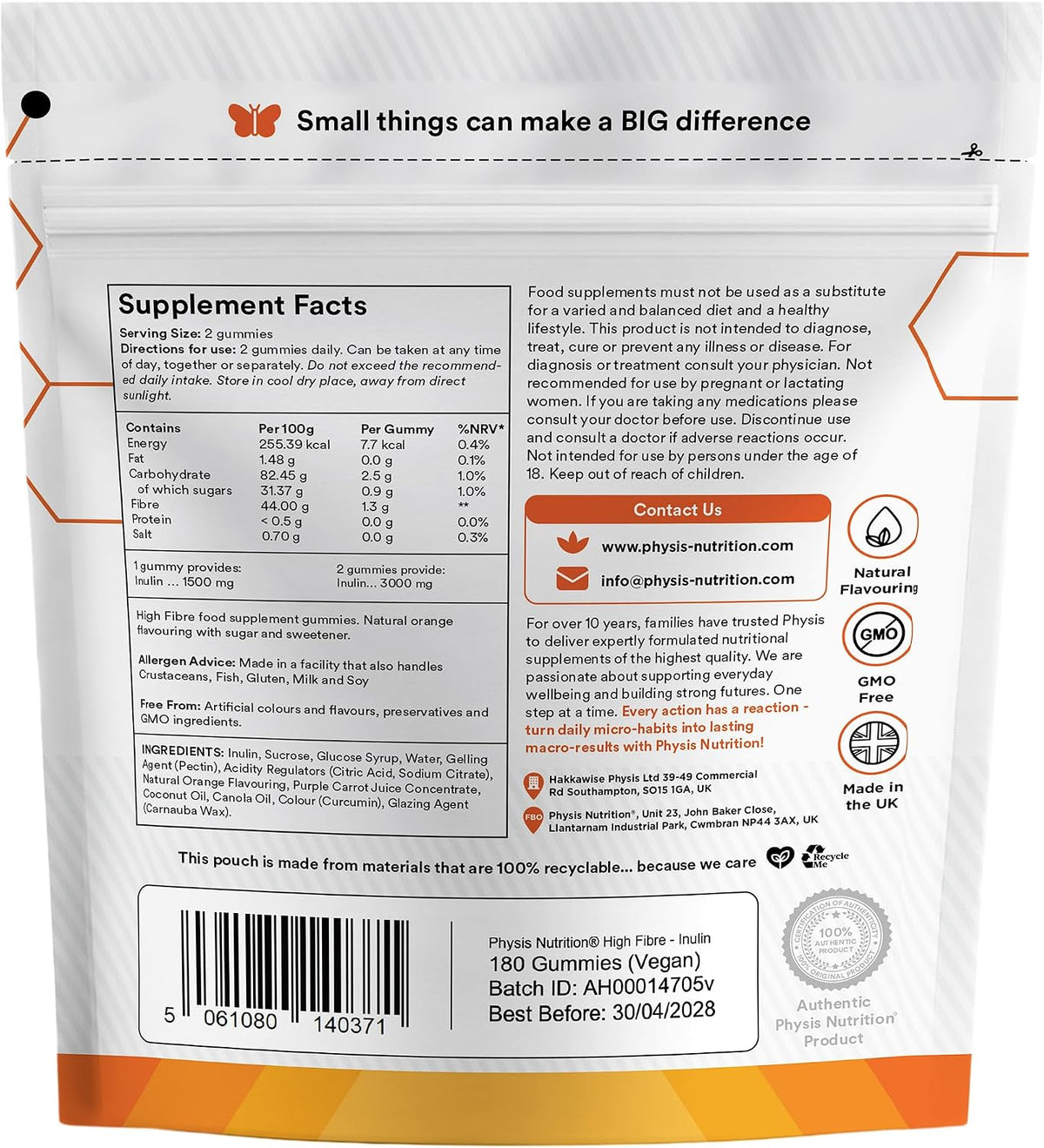 Physis Fibre Gummies 3000mg – 180 Gummies