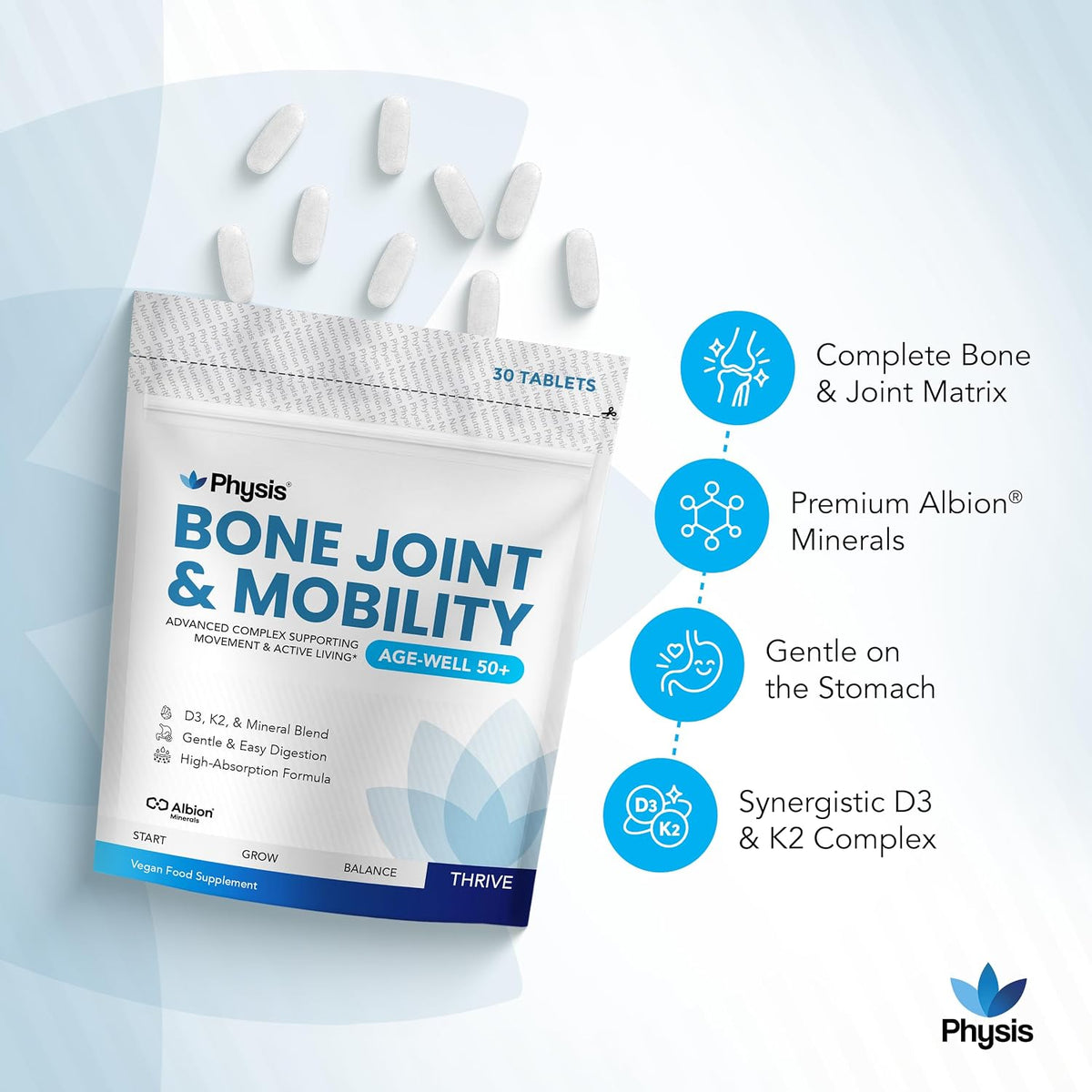 Physis Bone, Joint & Mobility Age-Well 50+ – 30 Vegan Tablets