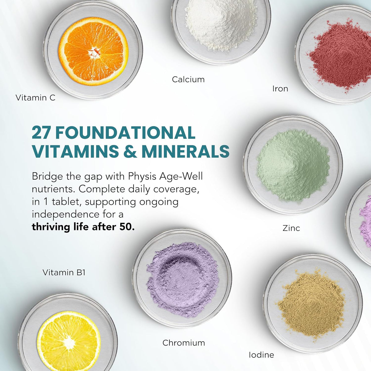 Physis A-Z Multivitamin & Minerals Age-Well 50+ – 30 Vegan Tablets