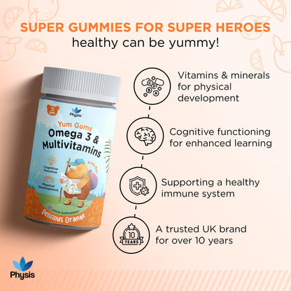 Physis Kids Multivitamin BUDDY BEAR Gummies - 30 Orange Flavour Softies