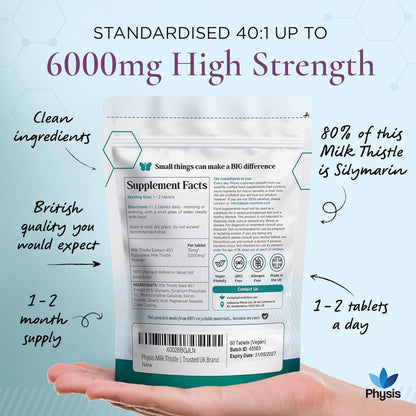 Physis Milk Thistle 80% Silymarin - 60 Capsules
