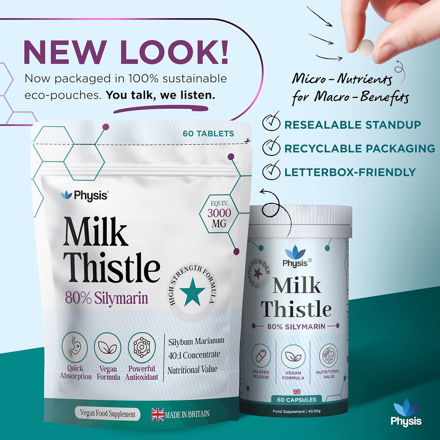 Physis Milk Thistle 80% Silymarin - 60 Capsules