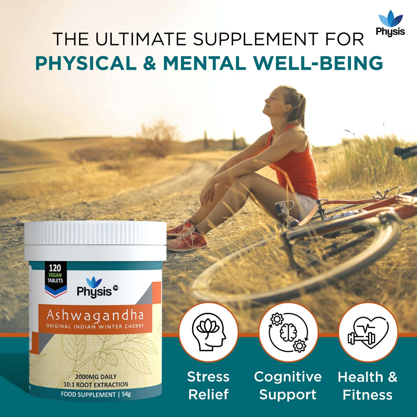 Physis Ashwagandha Tablets - High Strength 2000mg - 120 Tablets