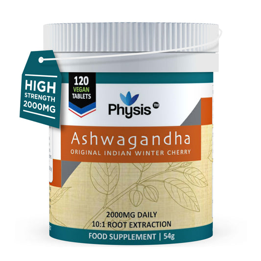 Physis Ashwagandha Tablets - High Strength 2000mg - 120 Tablets