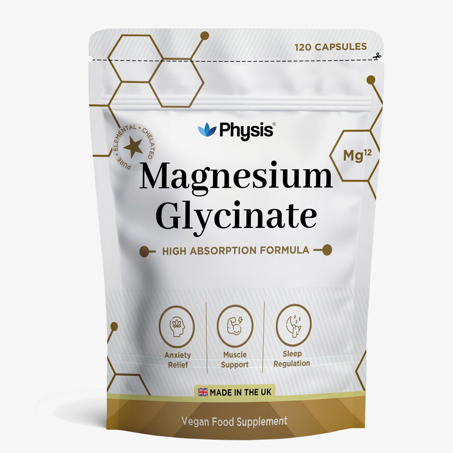 Physis Magnesium Glycinate - Deep Sleep and Anxiety Assist - 120 Capsules