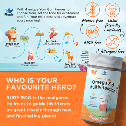 Physis Kids Multivitamin RUDY ROO Gummies - 30 Orange Flavour Softies