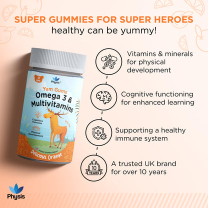 Physis Kids Multivitamin Tony Tall Gummies - 30 Orange Flavour Softies