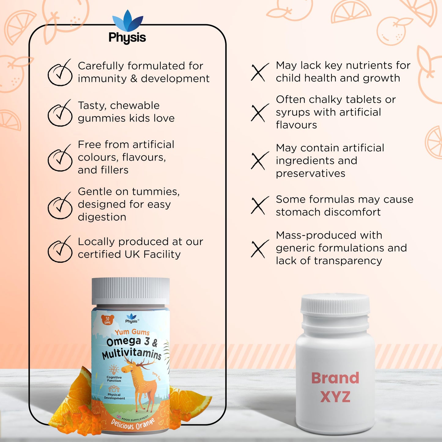 Physis Kids Multivitamin Tony Tall Gummies - 30 Orange Flavour Softies